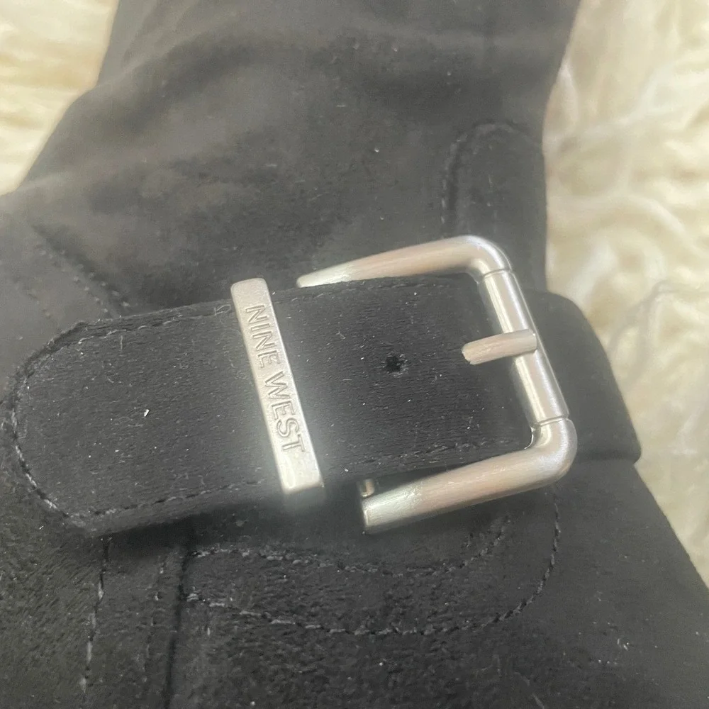 NWT Nine West Nans Over The‎ Knee Boots Black Lug Sole Buckle Size 6.5 Black